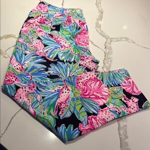 Lilly Pulitzer Vibrant Floral Print Cotton Pants